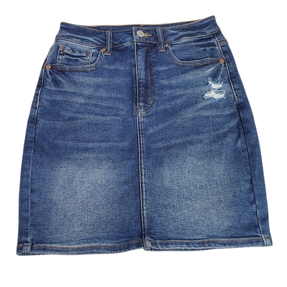 American Eagle Skirt Pencil Mom Straight Stretch Size 2 Distressed Colligent